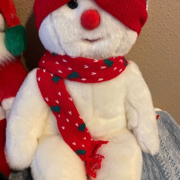 TY 1999 & 2000 15 inch(!!!) Santa and Snowman Plush Set - Picture 4 of 12